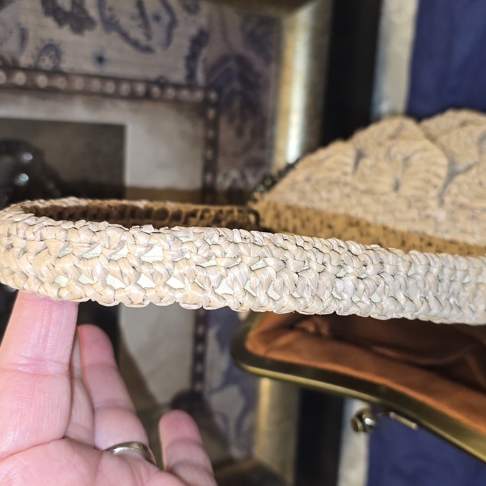 NWOT PATRICIA NASH Scalloped Raffia LAUREANA X-BODY IN A NEUTRAL BEIGE - Picture 16 of 17